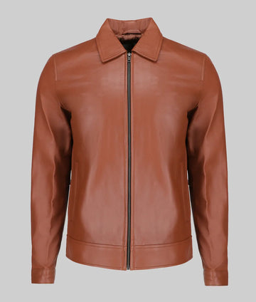 Bravo Men’s Classic Tan Harrington Leather Jacket