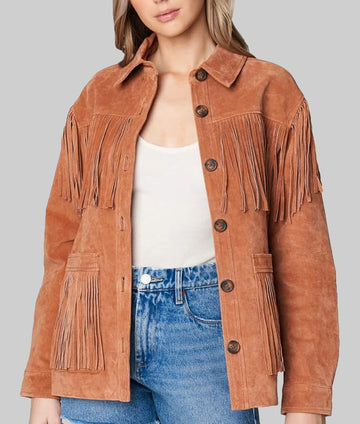 Daisy Women’s Brown Western Style Fringed Leather Jacket