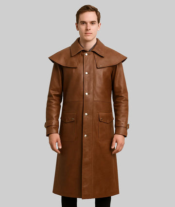 David Men’s Brown Duster Coat