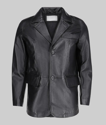 Carter Men’s Classic Black Leather Car Coat