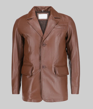 Carter Men’s Classic Brown Leather Car Coat
