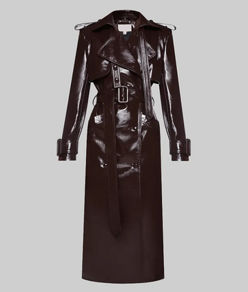 Sarah Women’s Burgundy Leather Trench Coat