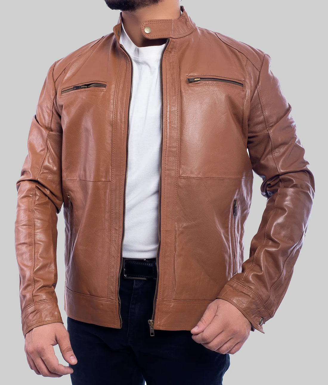Archie Mens Brown Biker Leather Jacket
