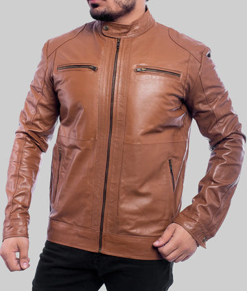 Archie Mens Brown Biker Leather Jacket