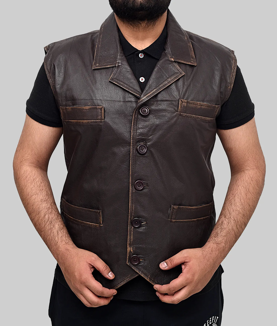 Calin Dark Brown Vintage Leather Vest