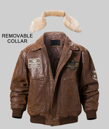 Captain Authentic Military Brown Aviator Bomber Leather Jacket