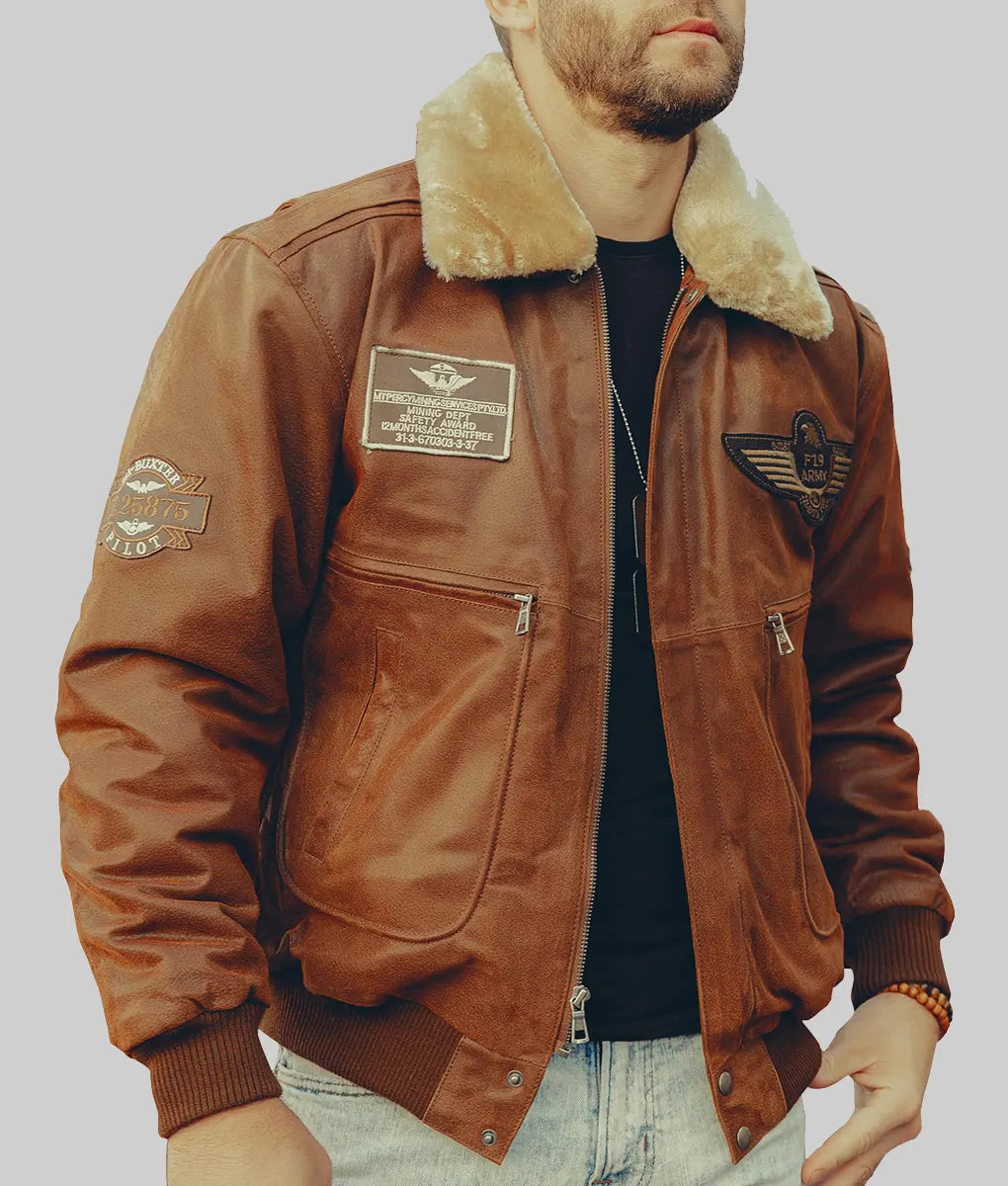 Captain Authentic Military Brown Aviator Bomber Leather Jacket