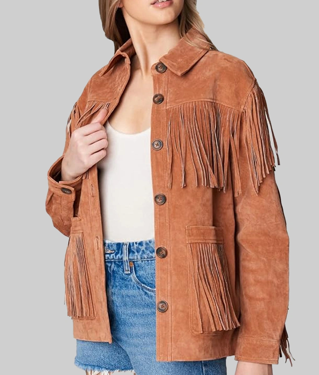 Daisy Women’s Brown Western Style Fringed Leather Jacket