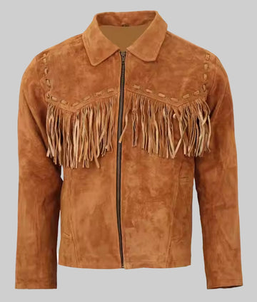 Danny Men’s Brown Western Style Fringed Leather Jacket