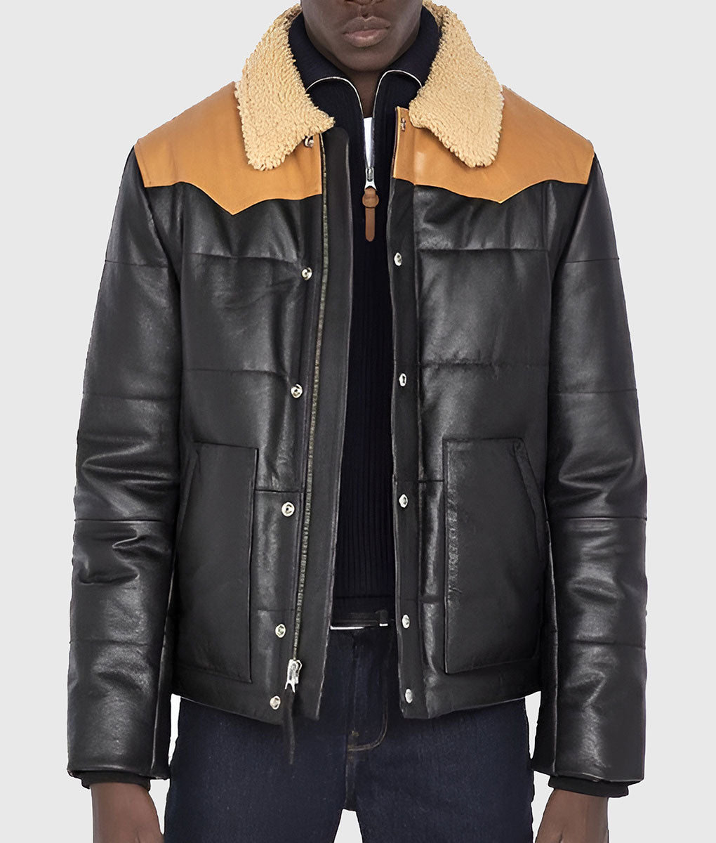 Emeric Black Bomber Leather Jacket