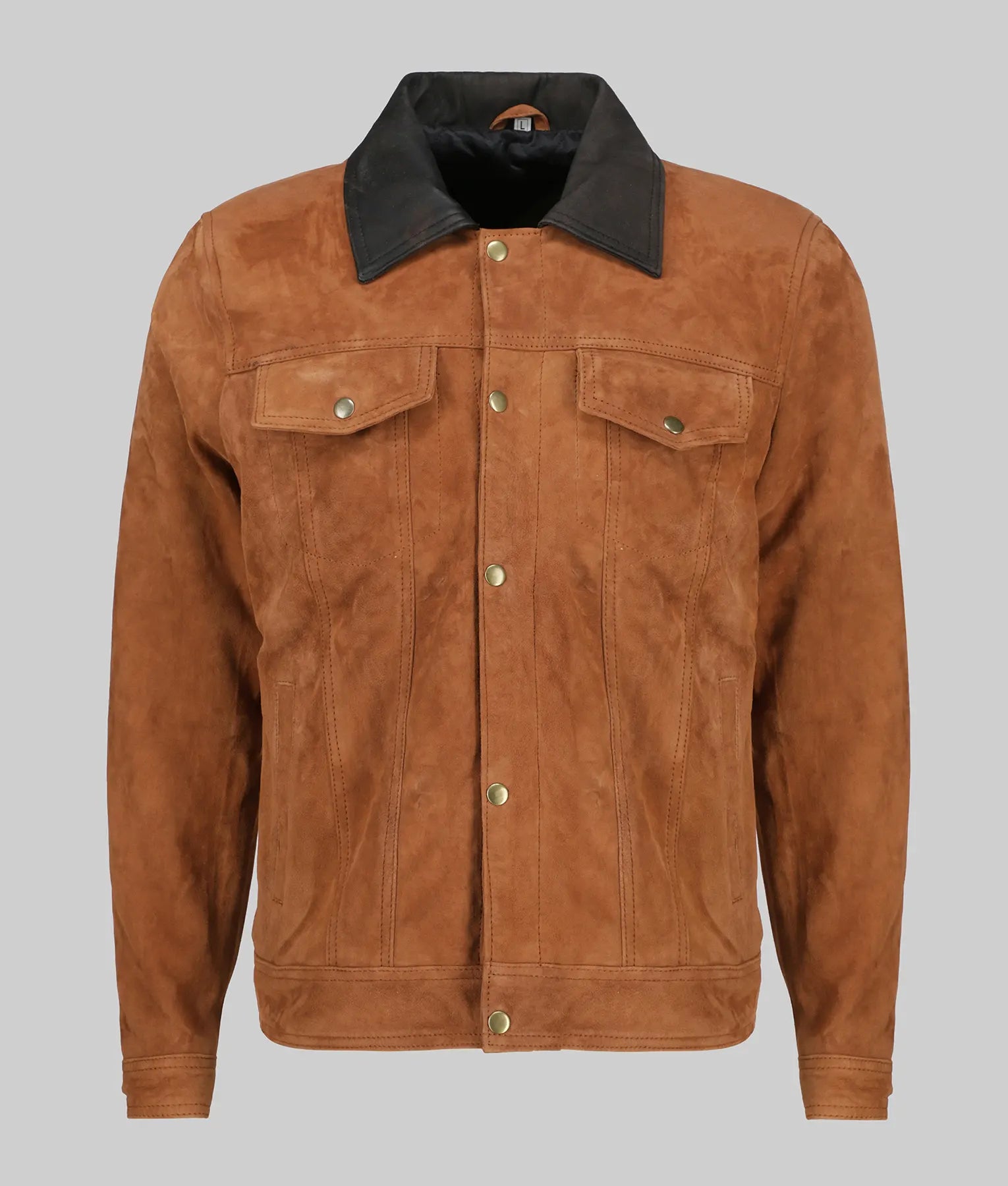 Francis Mens Cognac Leather Trucker Jacket