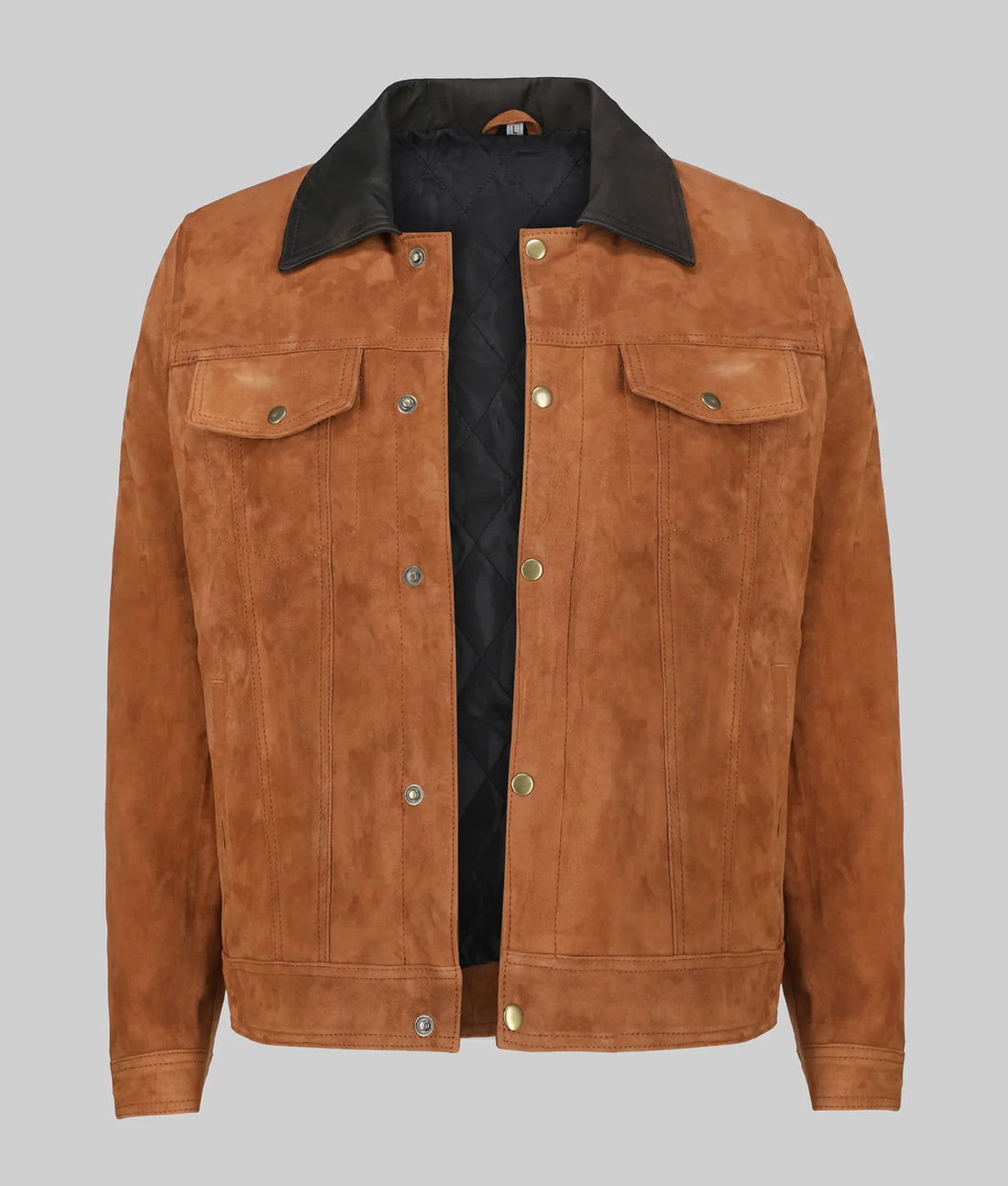 Francis Mens Cognac Leather Trucker Jacket