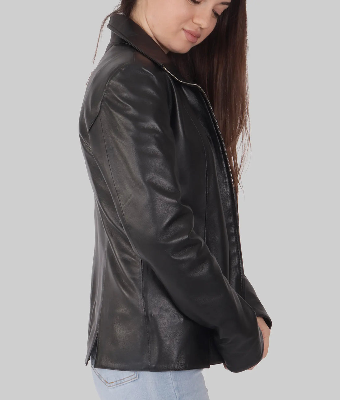 Ginna Womens Black Leather Jacket