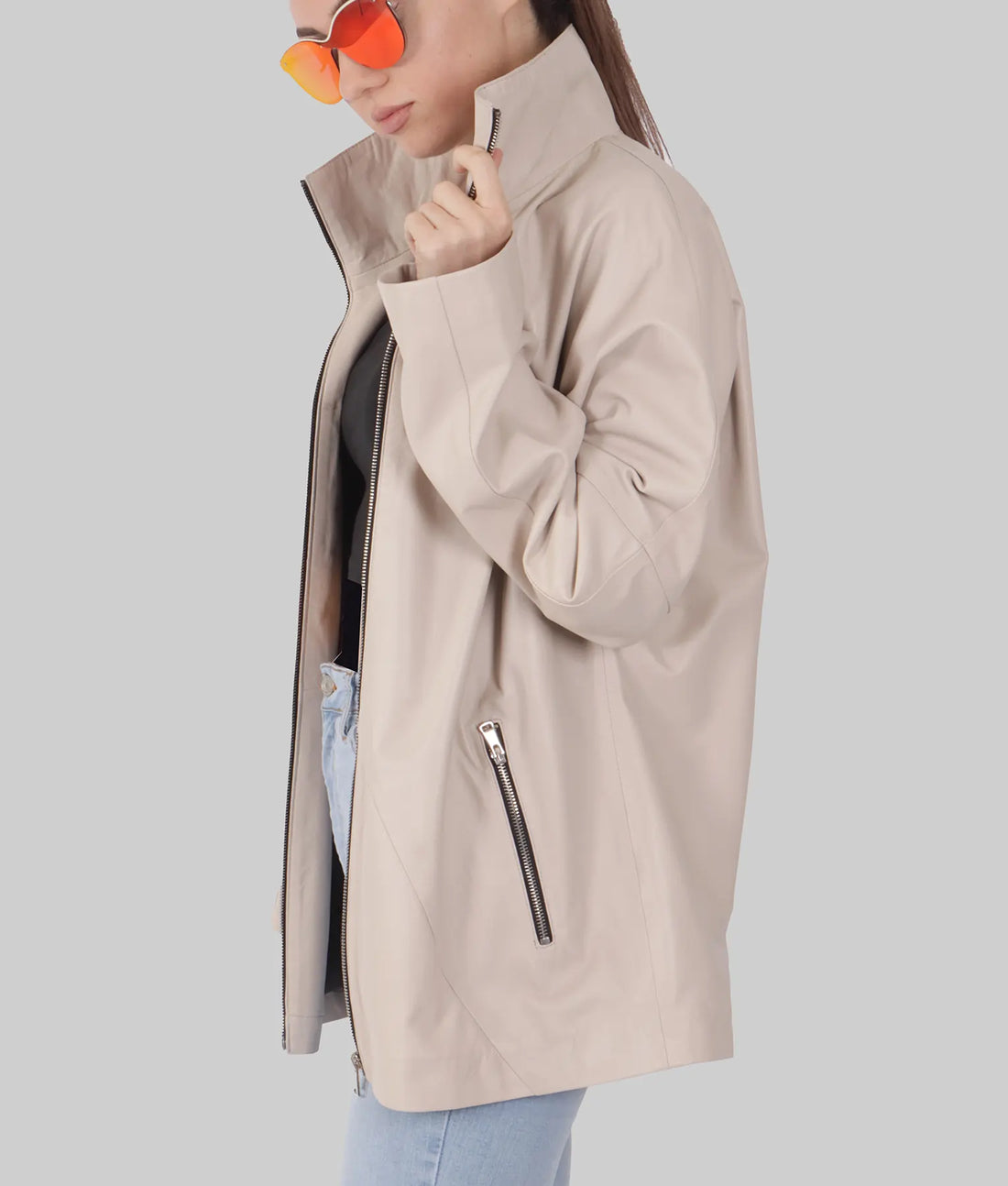 Hailey Womens White Leather Jacket
