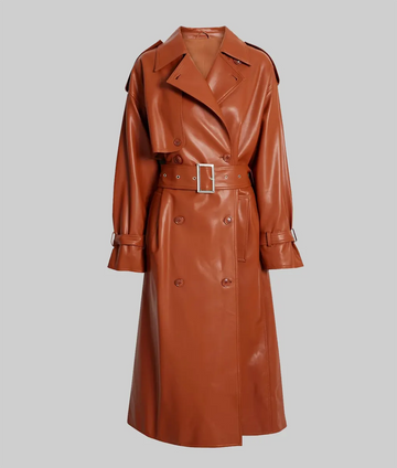 Jenna Women’s Tan Leather Trench Coat