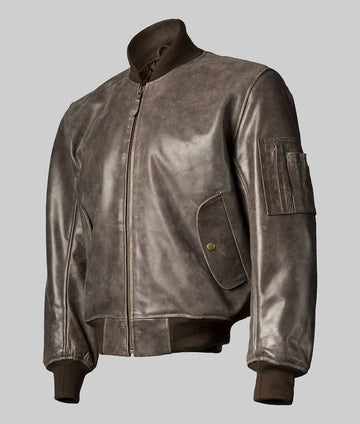 Juniper Women’s Brown Distressed Leather MA-1 Bomber Jacket