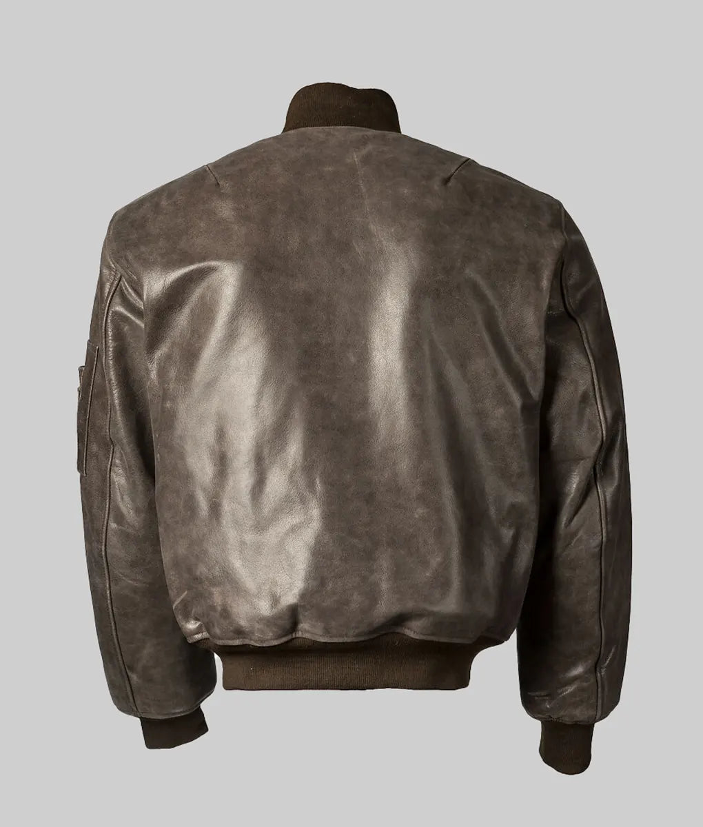 Juniper Women’s Brown Distressed Leather MA-1 Bomber Jacket