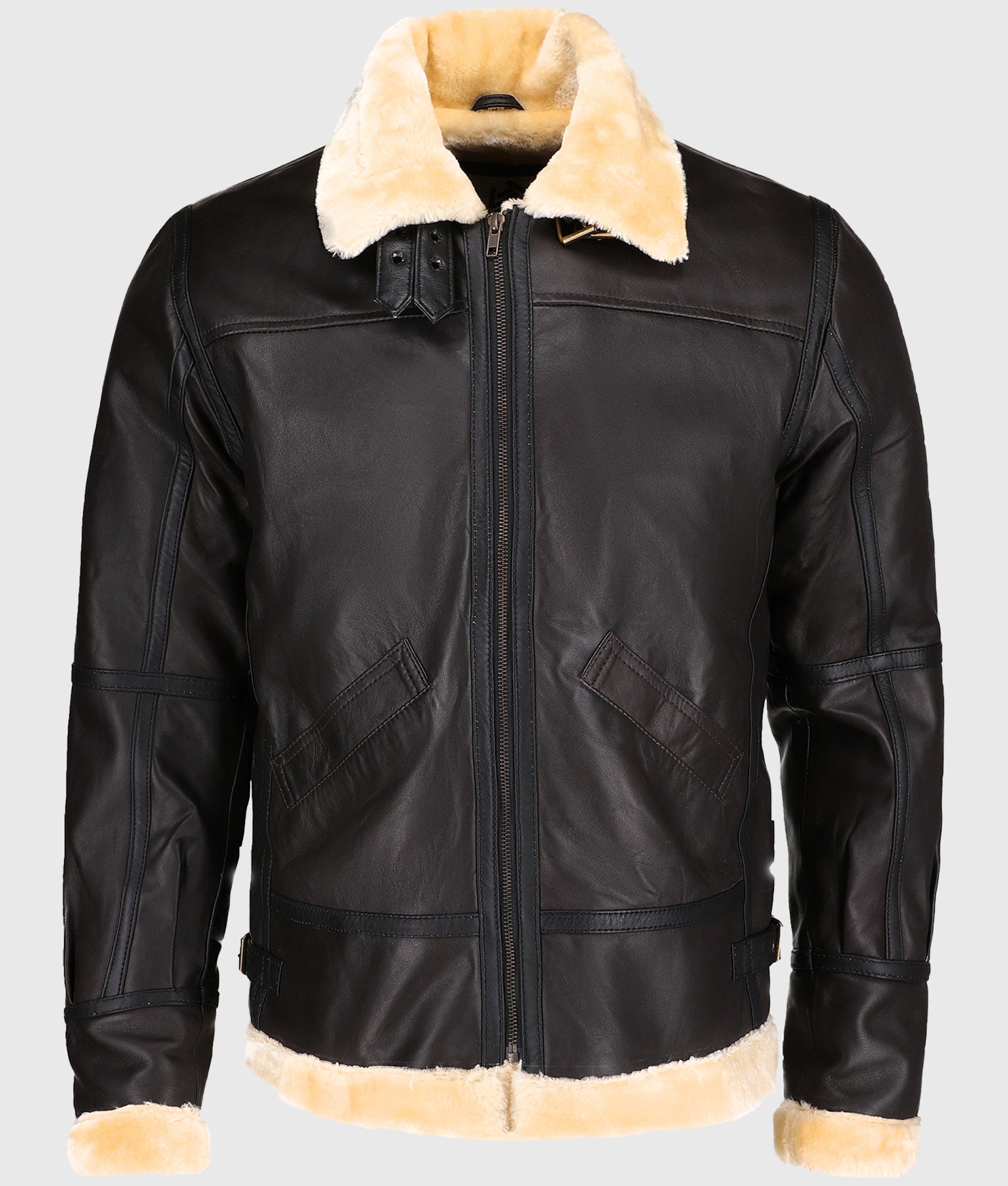 Steve Men’s Brown B-3 Bomber Leather Jacket