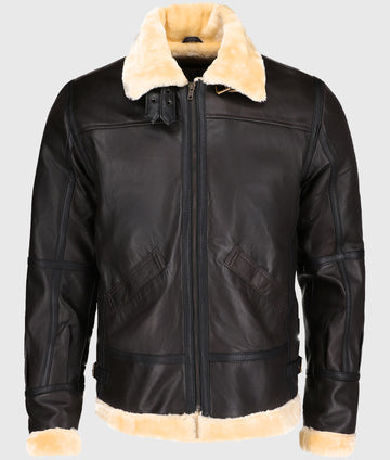 Steve Men’s Brown B-3 Bomber Leather Jacket