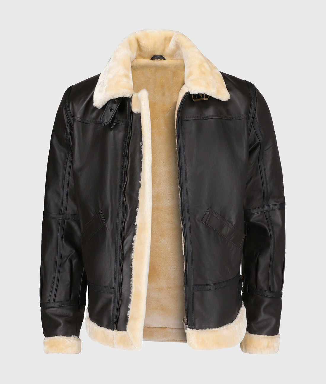 Steve Men’s Brown B-3 Bomber Leather Jacket
