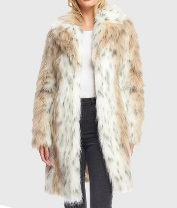 Paula Women’s White Lynx Faux Fur Coat