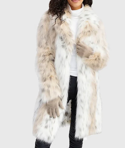 Paula Women’s White Lynx Faux Fur Coat