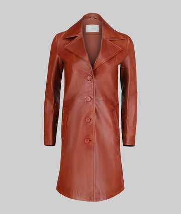Roma Women’s Brown Leather Trench Coat