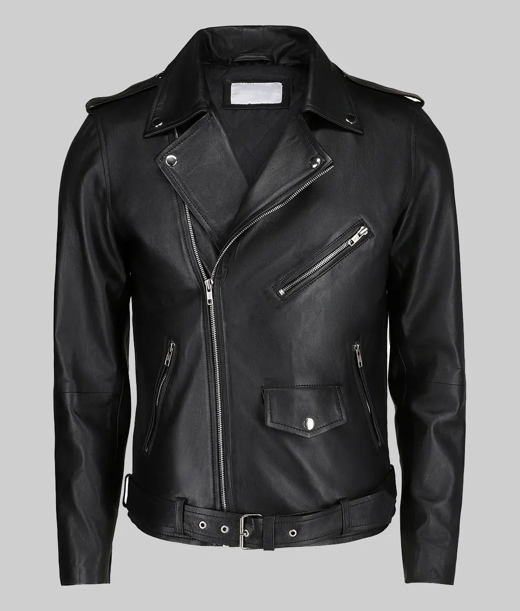 Sam Men’s Black Biker Leather Jacket