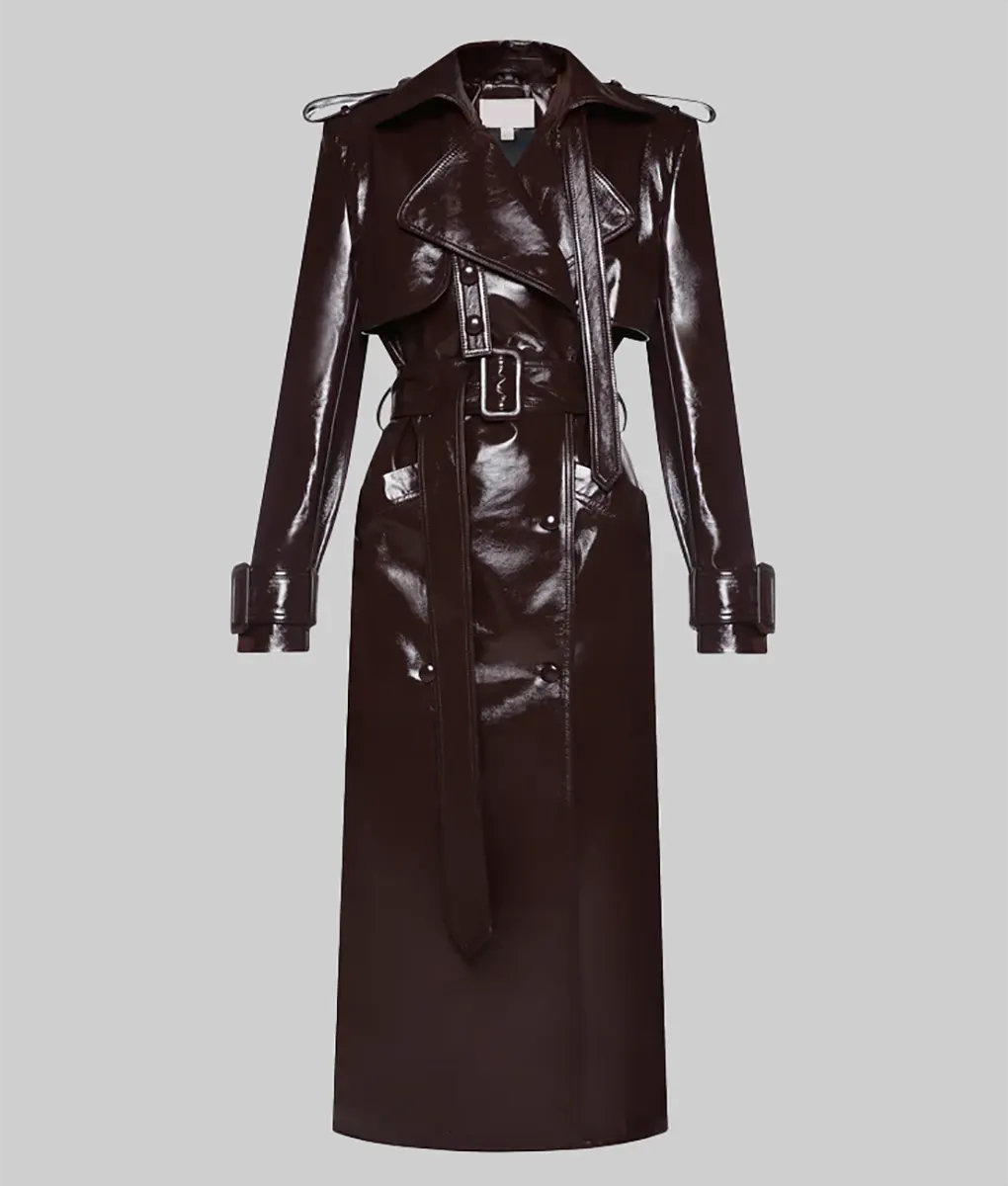 Sarah Women’s Burgundy Leather Trench Coat