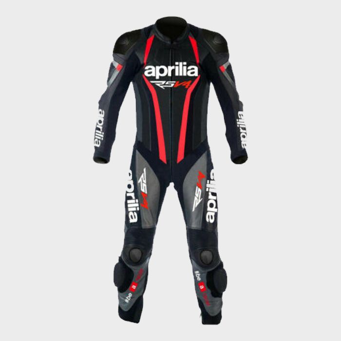 Aprilia Black V4 Motogp Motorbike Racing Leather Suit