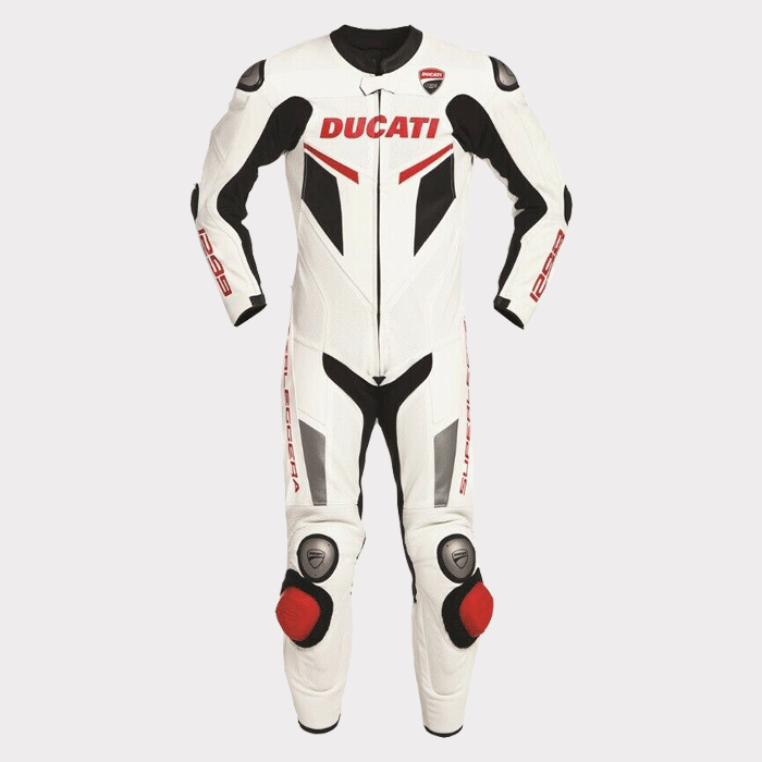 Ducati White Motogp Motorbike Racing Leather Suit